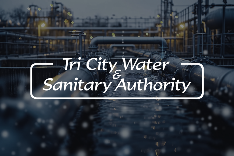 Tri City Water Logo on Water Treatment Background.